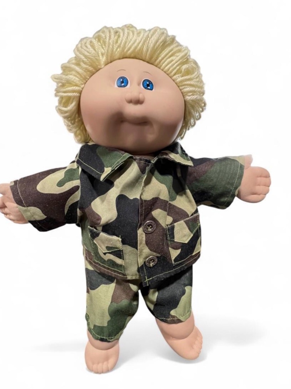 Vintage 80’s Cabbage Patch Kids Doll in Blonde Hair with Camouflage Outfit